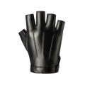 Fingerless Men Gloves PU Leather Motor Punk Gloves Male Mittens Black Half Finger Outdoor Tactical Mens Leather Driving Gloves-MINETTE.