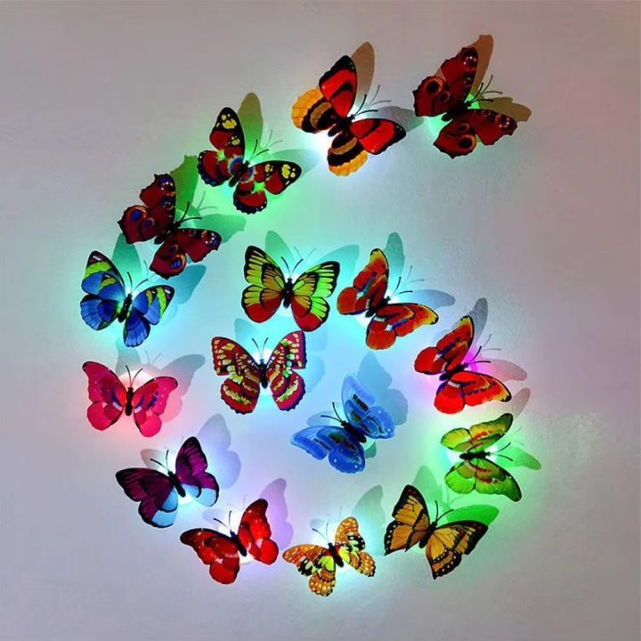 1 Pcs Glowing Butterfly 3D Wall Sticker Night Light For Wedding Decoration Magnet Butterflies Fridge Decals Home Room Decor