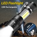 Mini USB Rechargeable LED Flashlight Small Portable Long Range Zoom Torch Lamp with Clip Strong Light Outdoor Camping Lights. 