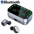【FUPANG】TWS Bluetooth Earphone Sports Music Handfree Call Earbuds HIFI Stereo Wireless Noise Cancelling Control Headset with LED Charging Case and Flashlight.