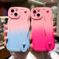 Olige Case For iPhone 11 12 13 14 15 Pro Max 6 7 8 14 15 Plus X XR XS Max New high-end minimalist style niche gradient color collision skin friendly liquid wave wrist strap phone case back cover.