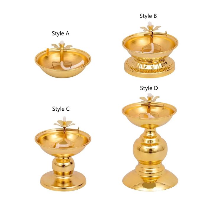 Ghee Lamp Holder Alloy Altar Supplies Tibetan Dimmable Tea Light Holder for Tabletop Bedroom Home Living Room Decoration