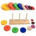 NYT Wooden Puzzle Stacking Tower Of Hanoi Kid Mathematical Educational Toys. 
