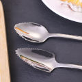 Thick Stainless Steel Grapefruit Spoon Ice Cream Dessert Spoon Serrated Edge Fruit Coffee Stirring Spoons Tea Spoons. 