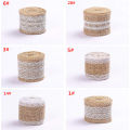 Yfashion Jute Cloth Roll with White Lace Craft for e Decoration Packaging 2M/Roll. 