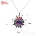 [ New ] Vintage Crystal Sun Pendant Necklace Neck Accessories Natural Amethyst Tigereye Pack Beads Semi-Precious Stone Men's and Women's Pendants. 