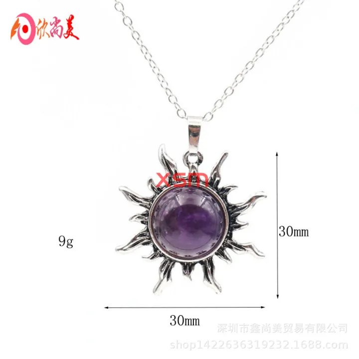 %5B%20New%20%5D%20Vintage%20Crystal%20Sun%20Pendant%20Necklace%20Neck%20Accessories%20Natural%20Amethyst%20Tigereye%20Pack%20Beads%20Semi-Precious%20Stone%20Men's%20and%20Women's%20Pendants%20-%20Image%202