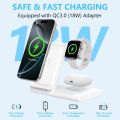 Charging Station for Apple Multiple Devices, Foldable 3 in 1 Wireless Charger for iPhone 16/15/14/13/12/Pro/Max/Plus, Apple Watch 10/9/Ultra/8/7/6/5/4/3/2/SE & AirPods 4/3/2/Pro.