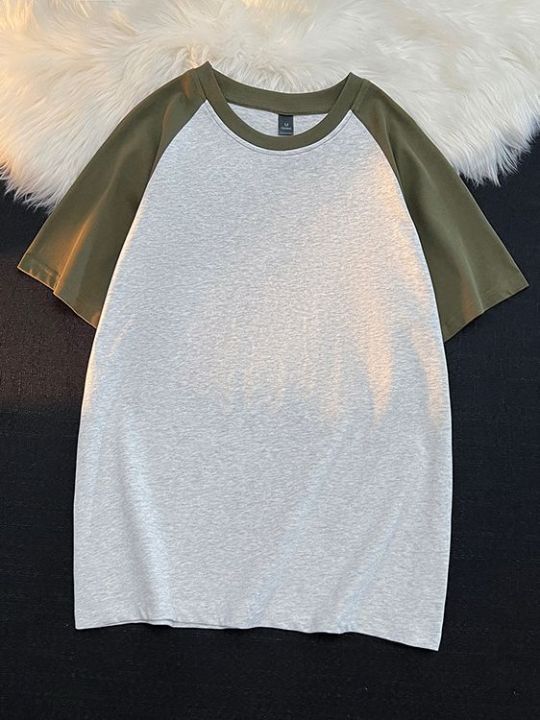 American Retro 240g Heavy Cotton Short-Sleeved Raglan T T-shirt Men Summer Fashion Brand Drop Shoulder Loose Women's Wear T-shirt Women