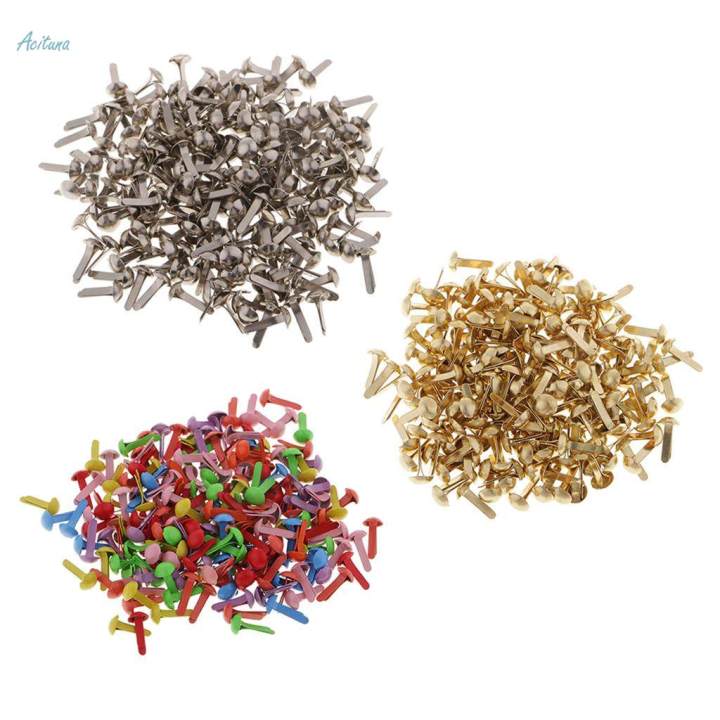 100Pc%20Metal%20Round%20Head%20Brads%20Paper%20Craft%20Scrapbook%20Fastener%204.5x8mm%20Colored%20-%20Image%202