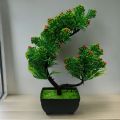 Gift and Home Decoration: Natural Looking Artificial Plastic Bonsai Tree with Mini Multi-Color Flowers in Plastic Tub, 1 Pc. 