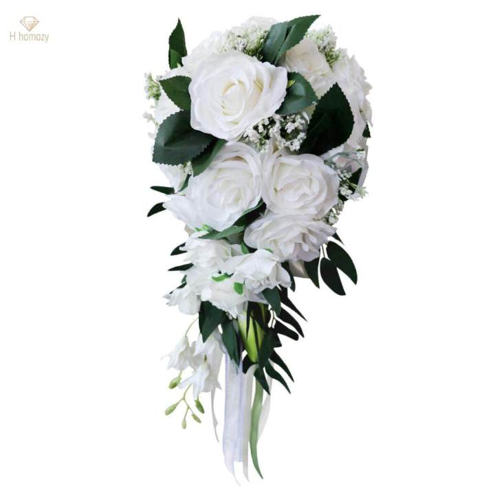 2pcs%20Wedding%20Hand%20Bouquet%20Bridal%20Holding%20Artificial%20Flowers%20White%20-%20Image%205