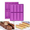 Ice Cube Tray 8 Cavity Silicone Baking Mold Heat-resistant Rectangular Chocolate Mold Non-stick Food Grade Loaf Pan Kitchen Tools.