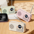 Portable FM Radio Rechargeable Small Wireless Bluetooth Speaker Surround Stereo Sound USB Vintage Radios Light Green.