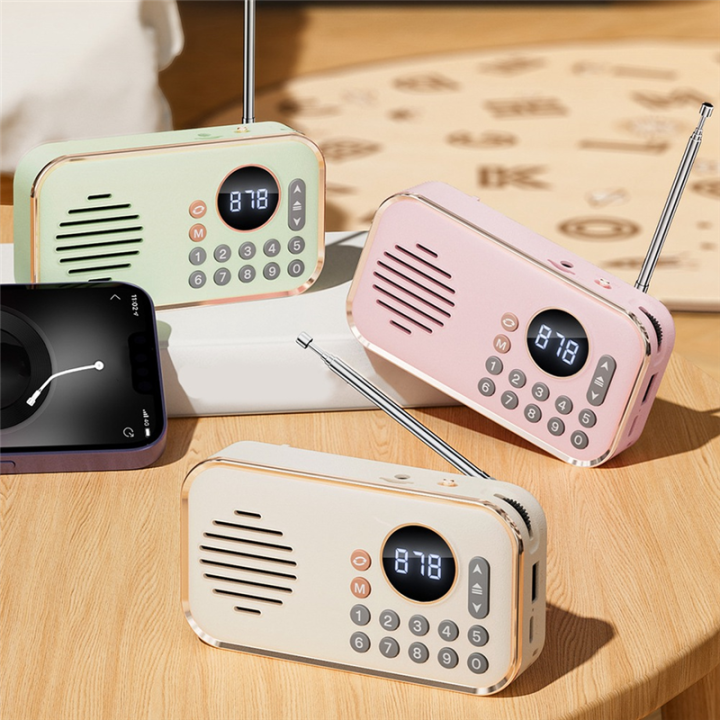 Portable%20FM%20Radio%20Rechargeable%20Small%20Wireless%20Bluetooth%20Speaker%20Surround%20Stereo%20Sound%20USB%20Vintage%20Radios%20Light%20Green%20-%20Image%204