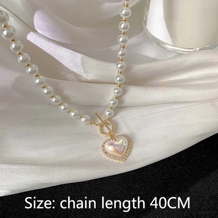 Korean%20Elegant%20Jewelry%20Pearl%20Necklace%20Ladies%20Rhinestone%20Shell%20Heart%20Pendant%20-%20Image%205