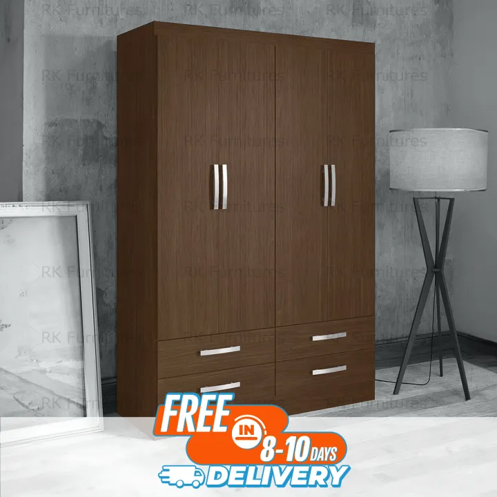RK MDF 4 Part Almirah or Wardrobe With 4 Drawers