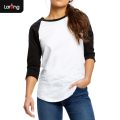 Women's Three-Quarter Raglan Sleeve Casual T-Shirt by Larong.