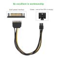20cm SATA 15 Pin to 6 Pin PCI Express Graphics Video Card Sata Power Cable. 