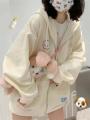 QWEEK Harajuku Kawaii Pink Zip Up Hoodie Women Japanese Y2K Sweet Cute Beige Fleece Sweatshirts Korean Style Girly Hooded Jacket. 