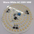 WARM WHITE Waterproof 112mm ROUND White 50W DIRECT AC 220V 50Watt LED Light Bulbs 96Pcs Warm White SMD LED Light Plate With MOV Integrated IC Driver. 