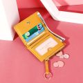 Women Wallet Soft PU Leather Female Purse Mini Hasp Card Holder Coin Short Wallets Slim Small Purse Zipper Keychain.