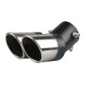 Car Universal 63mm Stainless Steel Dual Outlet Exhaust Pipe Muffler Tail Throat Muffler Tip Pipe Grilled Black. 