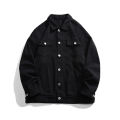 Black Denim Short Jacket Men Jeans Jacket Coats Turn Down Collar Denim Coats Windbreaker Pockets Overalls Bomber Streetwear.