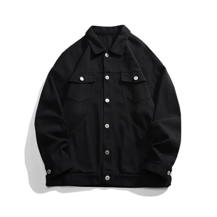Black%20Denim%20Short%20Jacket%20Men%20Jeans%20Jacket%20Coats%20Turn%20Down%20Collar%20Denim%20Coats%20Windbreaker%20Pockets%20Overalls%20Bomber%20Streetwear%20-%20Image%205