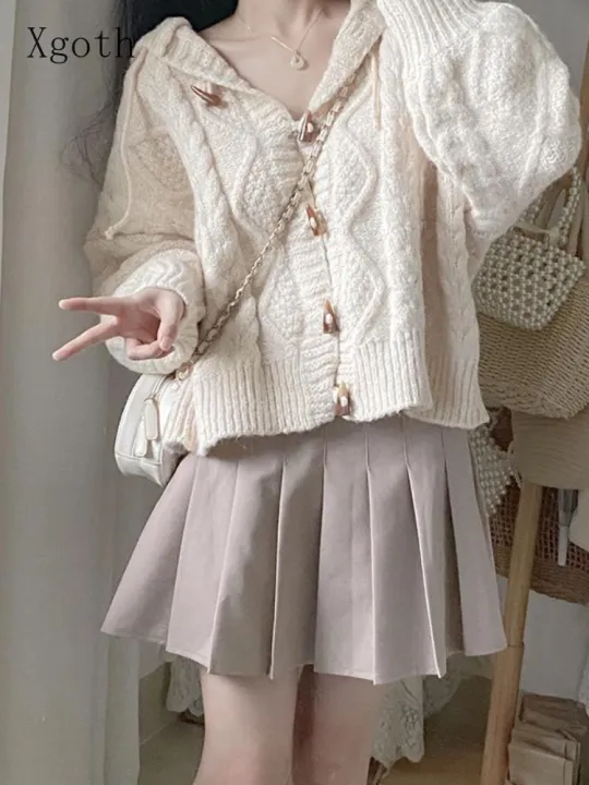Spring%20and%20Autumn%20Horn-button%20Hooded%20Knit%20Sweater%20Coat%20Women%20Loose%20Outside%20Crop%20Top%20Gentle%20Soft%20Preppy%20Style%20White%20Cardigan%20-%20Image%202