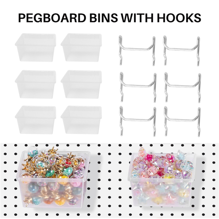 12%20Pieces%20Pegboard%20Plastic%20Bins%20Kit%20-%20Pegboard%20Bins%20with%20Hooks%20-%20Pegboard%20Accessories%20Workbench%20Bins%20Fits%20to%20Peg%20Board%20-%20Image%203