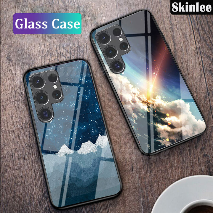 Phone Case for Samsung Galaxy S24 Back Cover Couple Starry Moon Glossy Glass Meteor Start cover For Samsung Galaxy S24 Ultra Plus Cover Cases