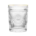 260/380ml Vintage Sunflower Engraved Gilded Glass Cup Coffee Wine Clear Mug. 