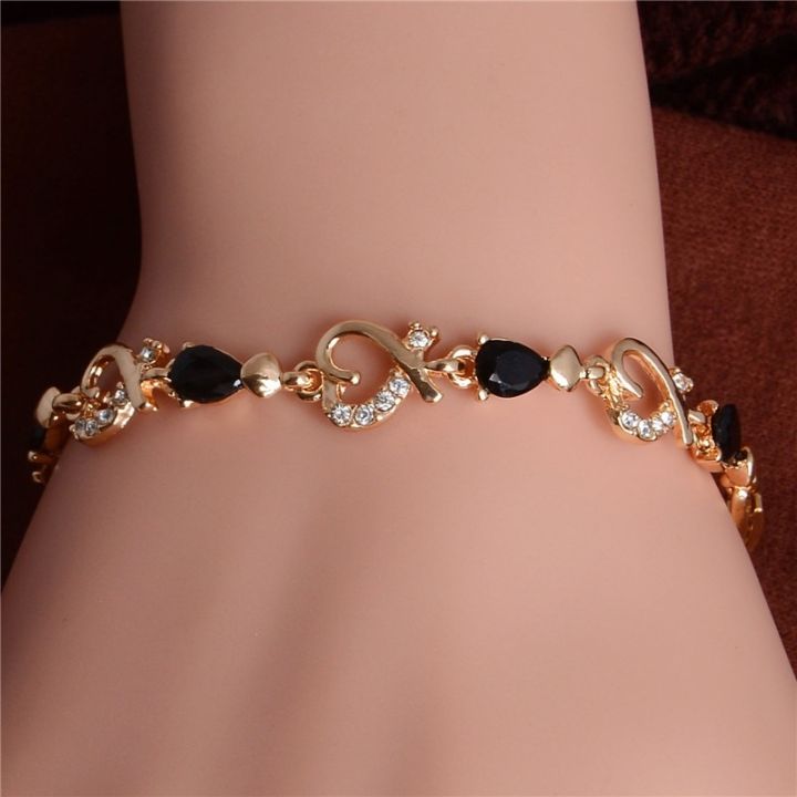 Trendy%20Women/Lady's%20fashion%2018k%20Gold%20Plated%20Heart%205%20Colors%20CZ%20Stones%20Bracelets%20Bangles%20Jewelry%20-%20Image%204