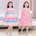 Children's and Girls' Sleeveless Cotton Silk Princess Tank Top Dress Summer Skirt. 