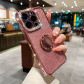 Luxury plating glitter rhinestones ring holder clear case for iPhone 15 13 11 12 14 Pro Max X XR Xs 7 8 plus soft silicone cover. 