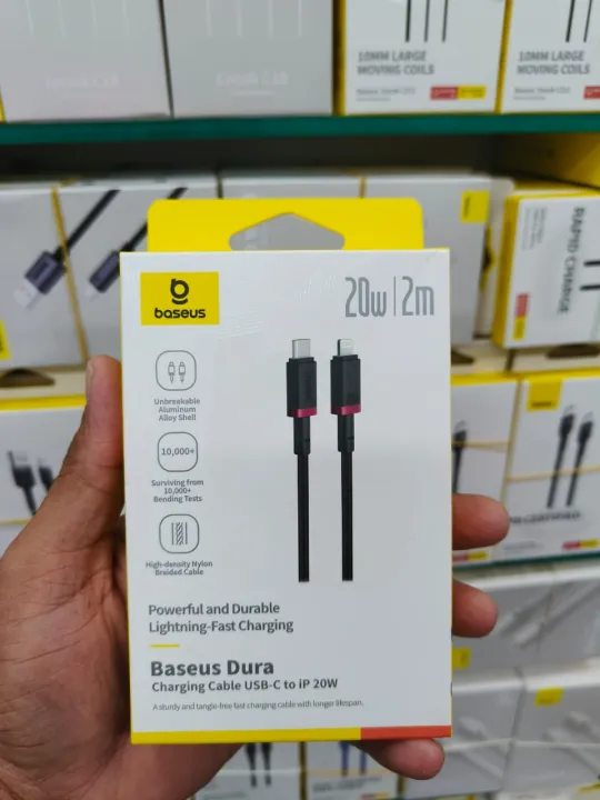 Baseus%20Cable%20For%20Iphone%20PD%2020W%20by%20Baseus%20Dura%20Series%20Fast%20Charging%20Cable%20Type-C%20to%20Lightning%202m%20Red+Black%20-%20Image%204