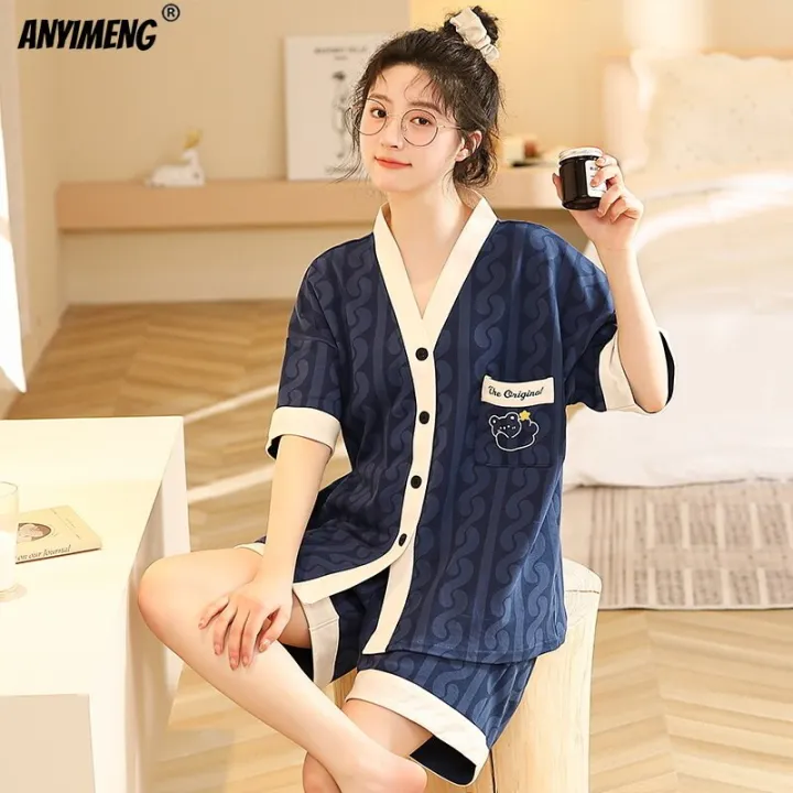 Elizabeth%20Duck%20M-5XL%20Women%20Cottton%20Pajama%20Summer%20Kimono%20Style%20Cardigan%20Sleepwear%20Korean%20Pijamas%20Plus%20Size%20Nightwear%20Shorts%20Pjs%20-%20Image%206