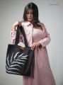 Crafty Tottes Leaf Hand Painted Trendy Fashionable Canvas Tote Bag with Zipper for Man and Women. 