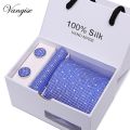 New Design Tie Set With Gift Box Jacquard Woven gravata Silk Tie Hanky Cufflinks Necktie Sets For Wedding Party Men.