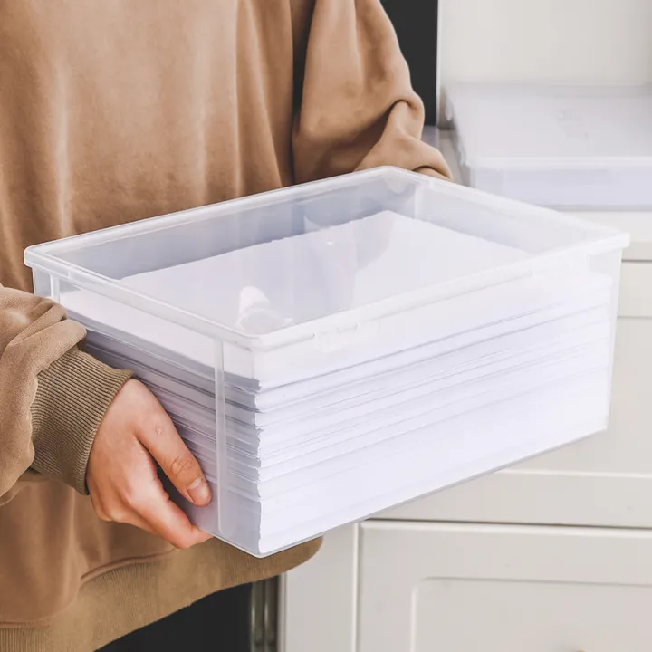 WORTHBUY%20Multifunctional%20Plastic%20Storage%20Box%20For%20Office%20Supplies%20Transparent%20A4%20Paper%20Storage%20Case%20Home%20Desktop%20Organizer%20-%20Image%204