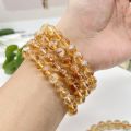 Natural Citrine Beaded Bracelet Crystal Stone Yellow Quartz Women Men Fashion Reiki Healing Strand Bangle Wrist band Jewelry. 