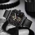 POEDAGAR New luxury fashion leather belt wrist-watche for men. 