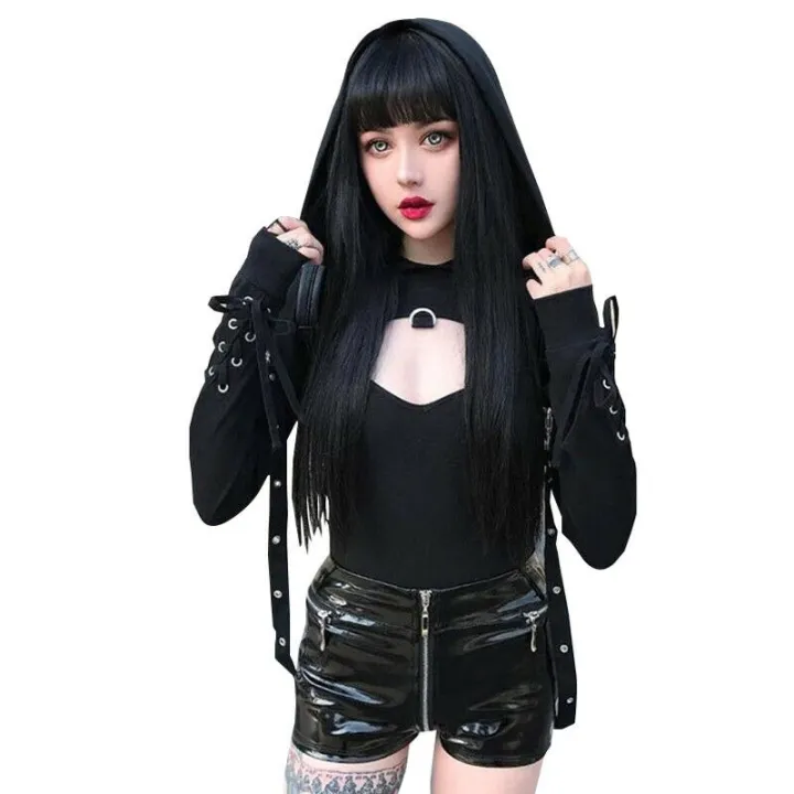 Women's%20Black%20Crop%20Top%20Short%20Hoodie%20Ladies%20Gothic%20Punk%20Halter%20Mesh%20Hooded%20Sweatshirt%20Coat%20Halloween%20Cosplay%20Tops%20-%20Image%202