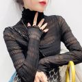 Women's Lace Bottoming Shirt Fall and Winter Inner Wear Turtleneck Thermal Top New Popular Western Style.