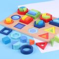 Early Childhood Education Cognitive Combination Shape Classification Wooden Three Dimensional Puzzle Board Baby and Preschool Enlightenment Toys. 
