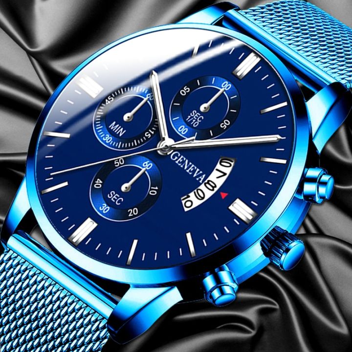 GENEVA%20Watch%20Men's%20Watch%20Top%20Brand%20Luxury%20Business%20Calendar%20Watches%20For%20Men%20Blue%20Stainless%20Steel%20Mesh%20Belt%20Quartz%20Watch%20-%20Image%206