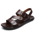 Fashion Comfortable Men's Sandals Solid Color Open Toe Mens Leather Sandals 2023 New Slippers Beach for Male Leather Footwear. 