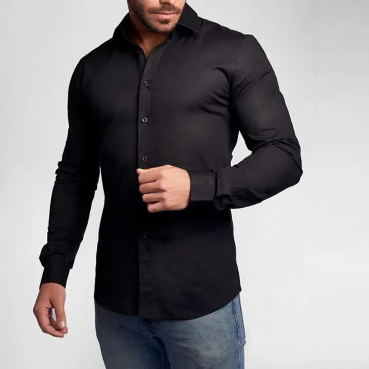 Black%20Silk%20and%20Cotton%20Shirt%20for%20Men%20-%20Image%202