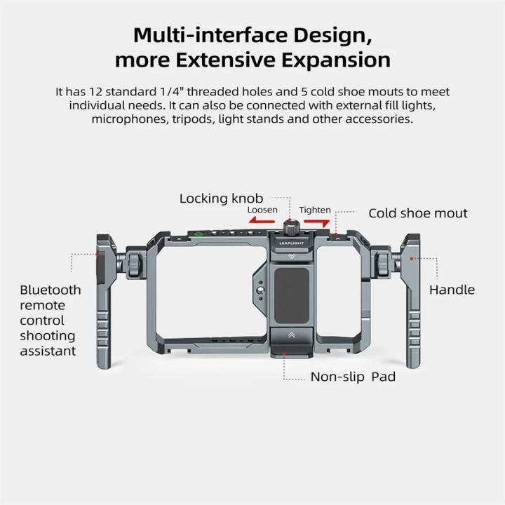 Universal%20Metal%20Phone%20Cage%20Smart%20Stabilizer%20w%20Handgrip%20Phone%20Holder%20for%20Iphone%2015%2014%2013%20Andriod%20Mic%20Led%20Light%20Filmmaking%20Video%20-%20Image%202